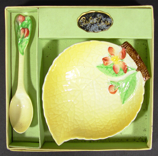 Appraisal: Boxed Carltonware dish and matching spoon hand painted with blossom