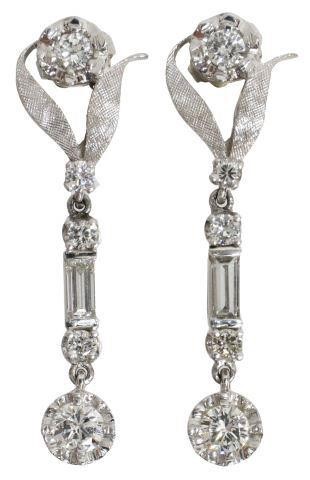 Appraisal: pair Estate kt white gold dangle style earrings for pierced