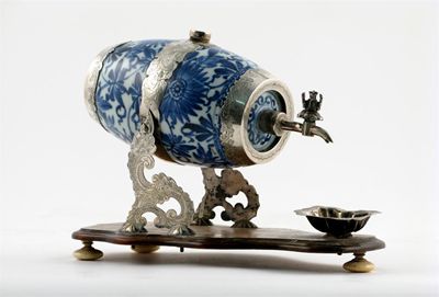 Appraisal: A Chinese blue and white silver mounted spirit flask the