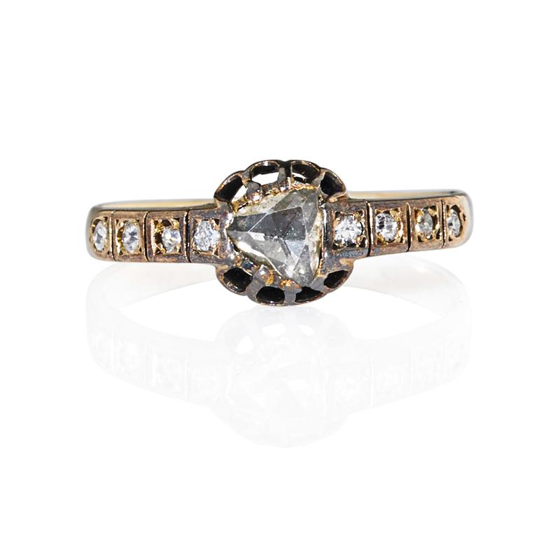 Appraisal: VICTORIAN ROSE CUT DIAMOND YELLOW GOLD RING Condition Report