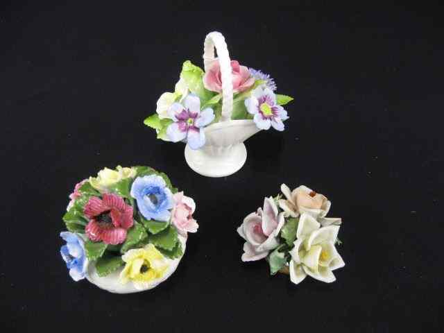 Appraisal: Bone China Floral Centerpieces Royal Adderley Aynsley Capodimonte largest is