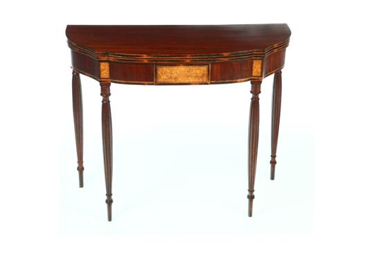 Appraisal: SHERATON CARD TABLE Probably North Shore Massachusetts ca mahogany bird's-eye