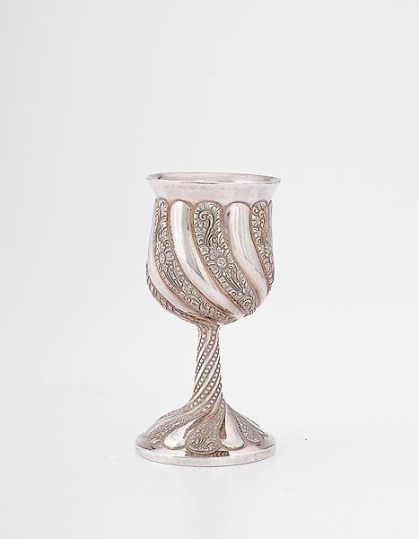 Appraisal: JUDAICA ELIJAH STERLING GOBLET A Judaica style Elijah hand-wrought sterling