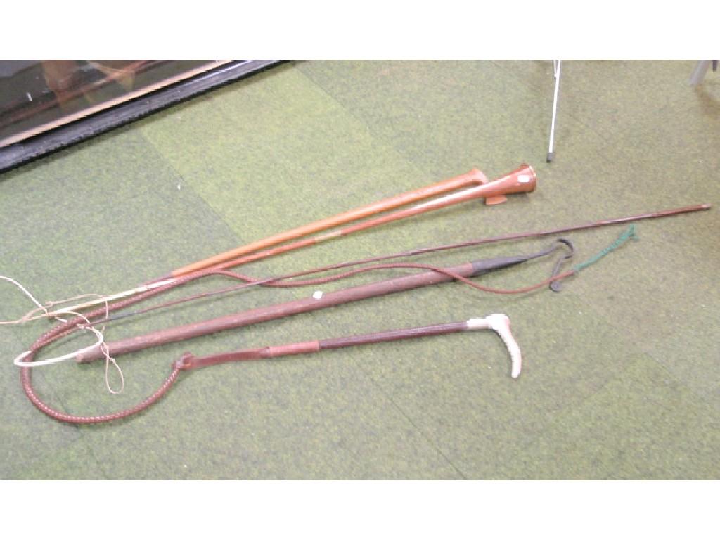 Appraisal: A coaching whip post horn horn handled whip shepherd's crook