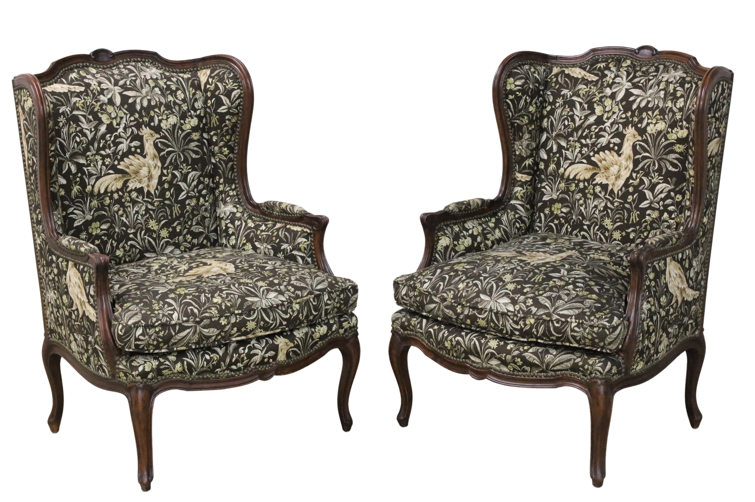 Appraisal: PAIR OF LOUIS XV STYLE WALNUT FAUTEUILS Pair of Louis