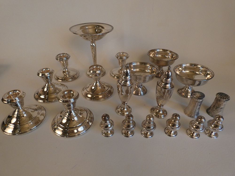 Appraisal: LOT ASSORTED STERLING ITEMS Lot sterling items includes weighted candle