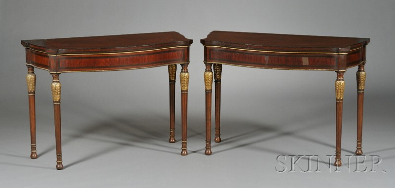 Appraisal: Pair of Edwardian Marquetry Inlaid Satinwood Side Tables early th