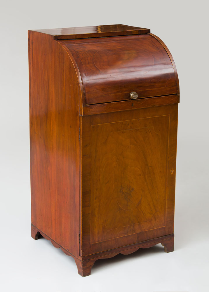 Appraisal: GEORGE III INLAID MAHOGANY WRITING CABINET With a roll top