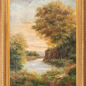 Appraisal: Paul Benton American th st Century Landscape with River oil