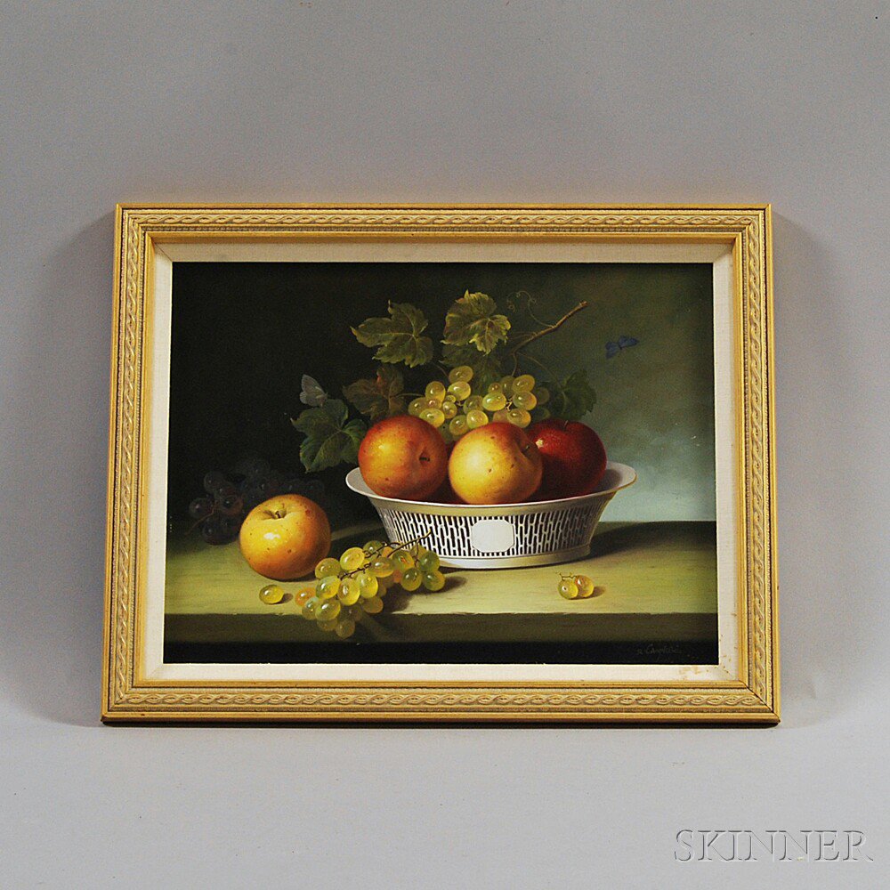 Appraisal: R Caspers American th Century Apples and Grapes Signed l