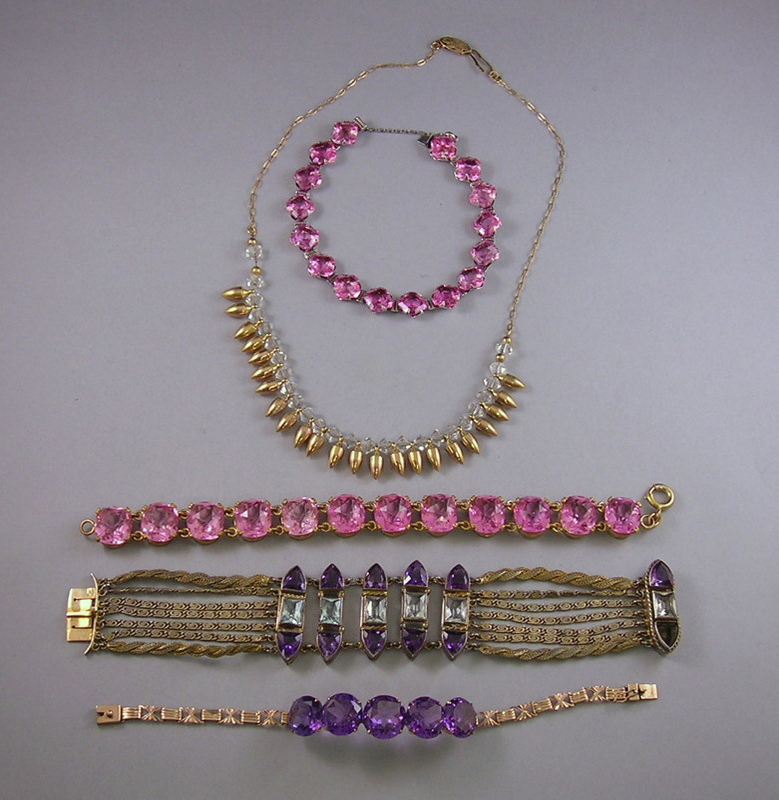 Appraisal: Group of Colored Stone and Glass Jewelry including a low-karat