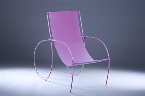 Appraisal: CONTEMPORARY PAINTED METAL ARM CHAIR Late th century Continuous bent-metal