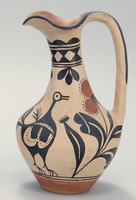 Appraisal: HOPI POTTERY EWER th CenturyWith inlaid bird and floral design