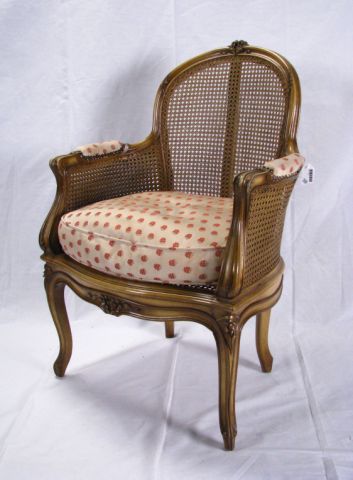 Appraisal: Louis XV Style French Caned Arm Chair with gold finish