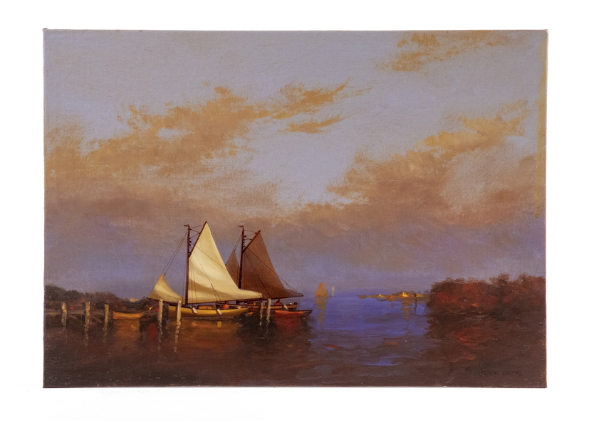 Appraisal: VERNON BROE ME IL - Sailboats at Dusk oil on