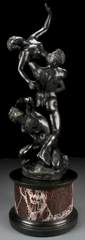 Appraisal: VICTORIAN STYLE BRONZE FIGURAL GROUP A PATINATED BRONZE FIGURAL GROUP