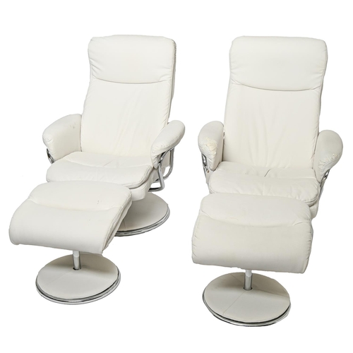 Appraisal: A pair of plated tubular metal and white fabric swivel