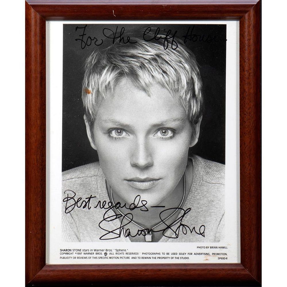 Appraisal: Sharon Stone Original autographed inscribed photograph Size x Condition Showing