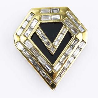 Appraisal: Vintage Piaget Approx Carat Baguette Cut Diamond Black Onyx and