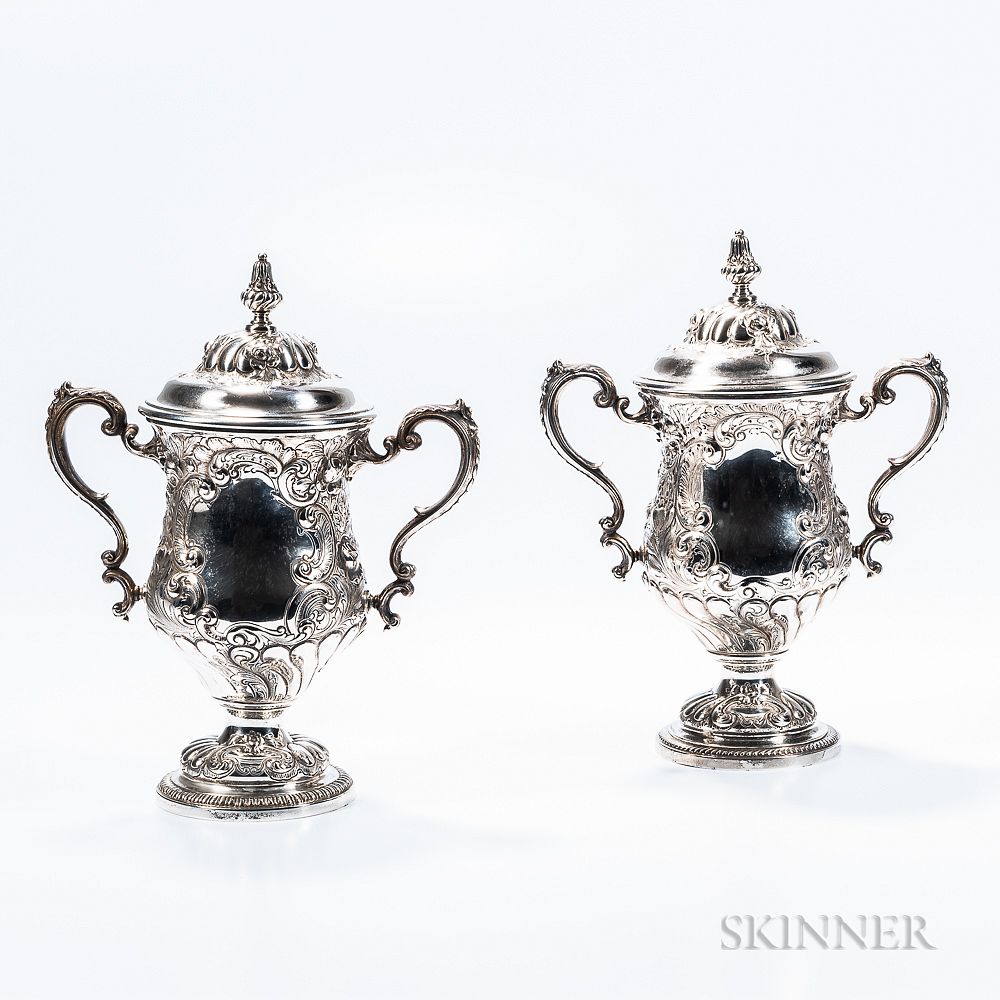 Appraisal: Pair of Gorham Sterling Silver Two-handled Cup and Covers Pair