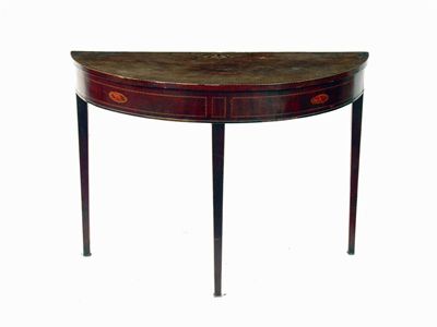 Appraisal: A late George III mahogany demi lune pier table inlaid