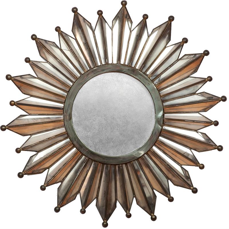 Appraisal: Mexican Mirrored Glass and Tin Sunburst Mirror in diam From