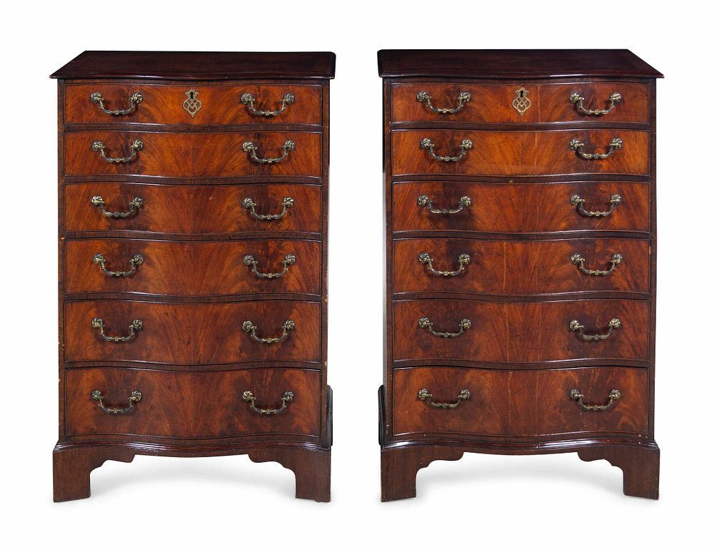 Appraisal: A Pair of George III Style Mahogany Side Chests A