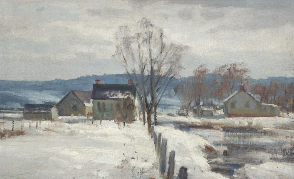 Appraisal: STRISIK Paul American - Panoramic Northeast Winter Landscape with Village