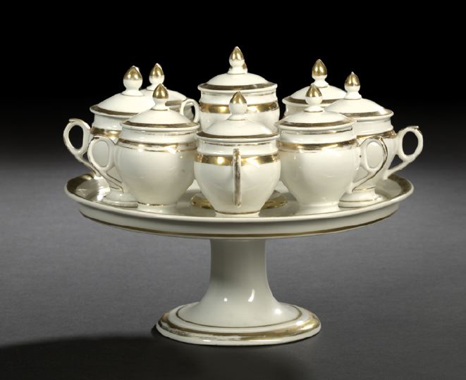 Appraisal: Ten-Piece Paris Porcelain Pot-de-Creme Service for Nine Persons second quarter