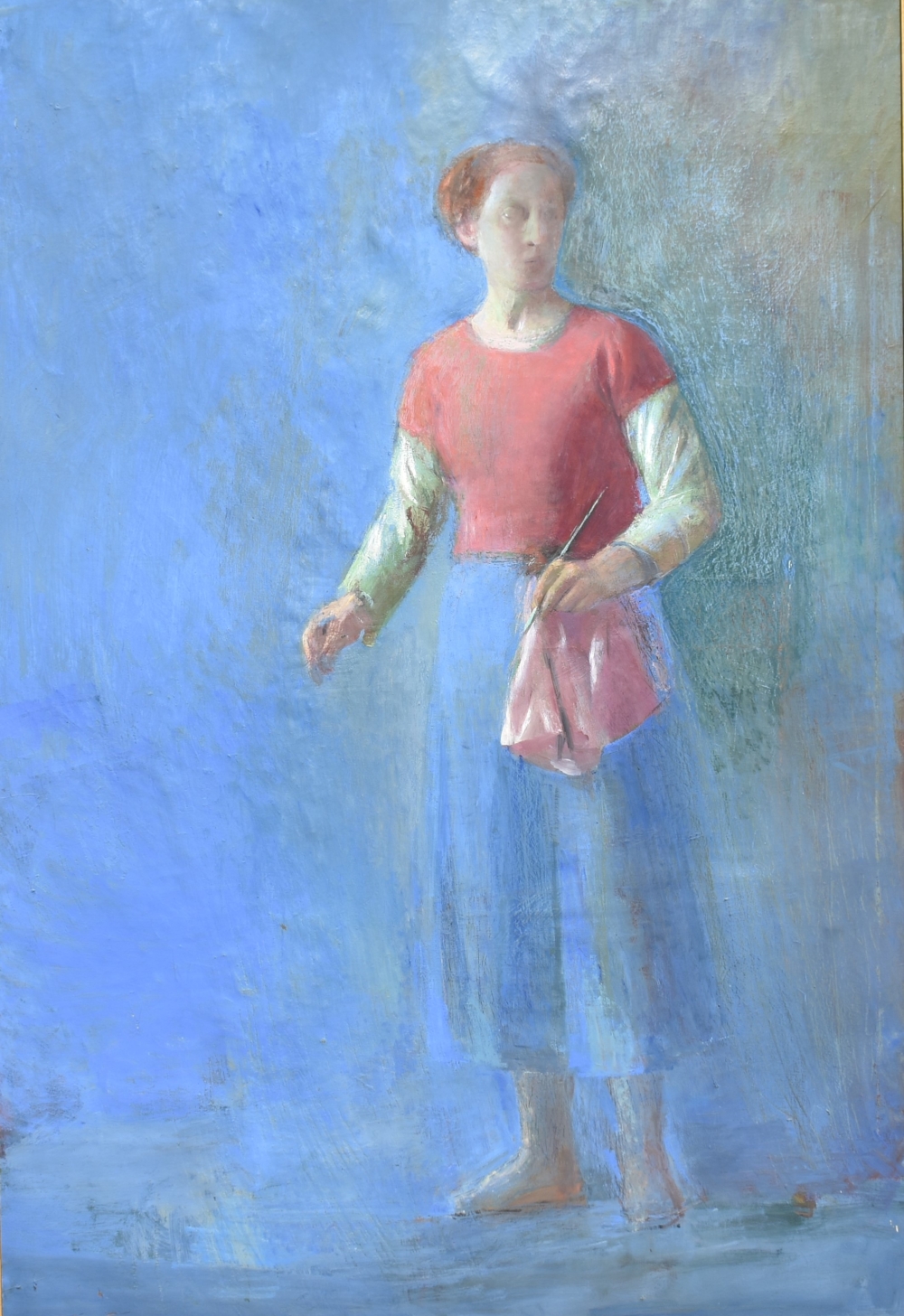 Appraisal: ARTIST UNKNOWN EUROPEAN SCHOOLServant with Her Knitting on a Blue