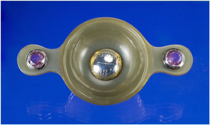 Appraisal: A Scottish Quaich The Horn Bowl Set With A Silver