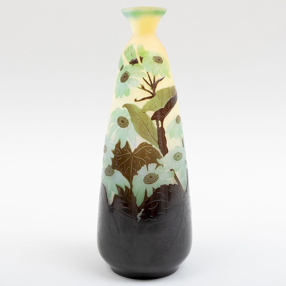 Appraisal: Gall Cameo Glass Vase Signed in cameo in high Condition