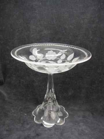 Appraisal: Sinclaire Cut Glass Tall Compote fine rose decor '' signed