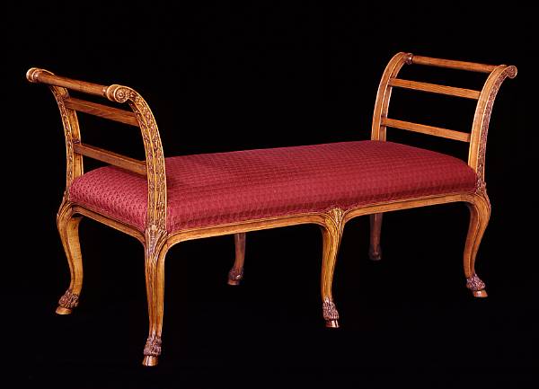 Appraisal: A George III style beechwood bench En suite with previous