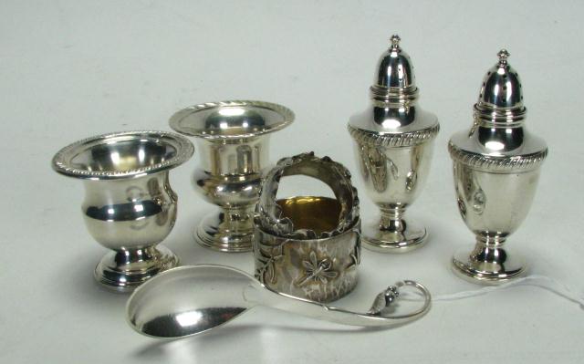 Appraisal: Group of Sterling Table Accessories including weighted salt pepper two