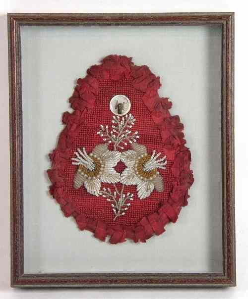 Appraisal: A th Century needlework and beadwork watch stand the hook