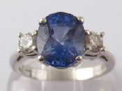 Appraisal: An carat white gold sapphire and diamond ring sapphire approx