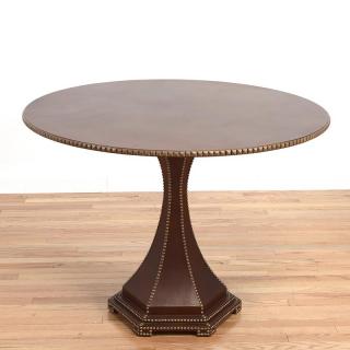 Appraisal: Pierre Lottier style studded leather center table Pierre Lottier style