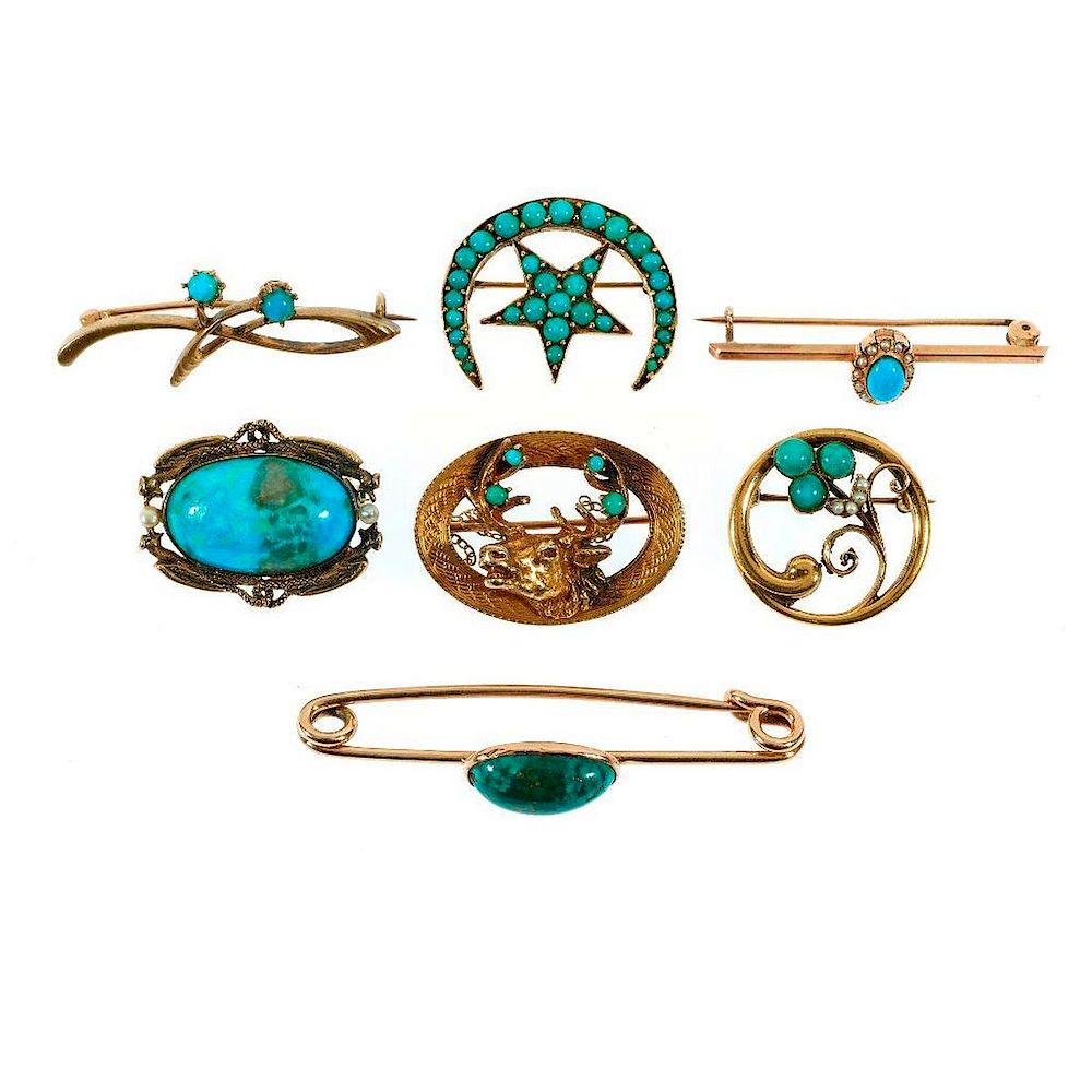 Appraisal: Old Pawn Southwest Jewelry Collection of turquoise and k gold