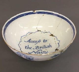 Appraisal: Early Delft Bowl Success to the British Navy Early Delft