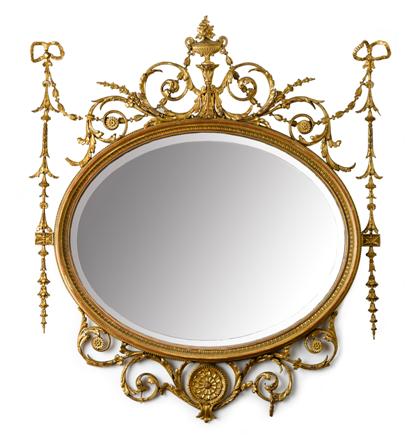 Appraisal: Fine George III style neoclassical giltwood mirror th century The