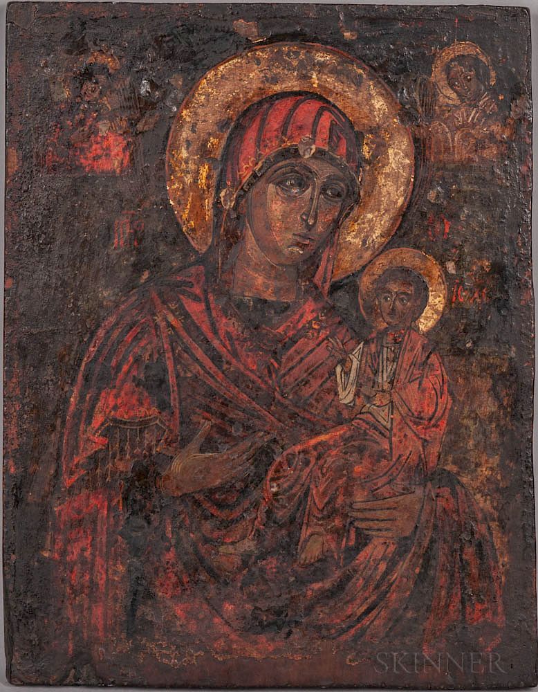 Appraisal: Two Balkan Peninsula Icons Depicting the Virgin Mary and Christ