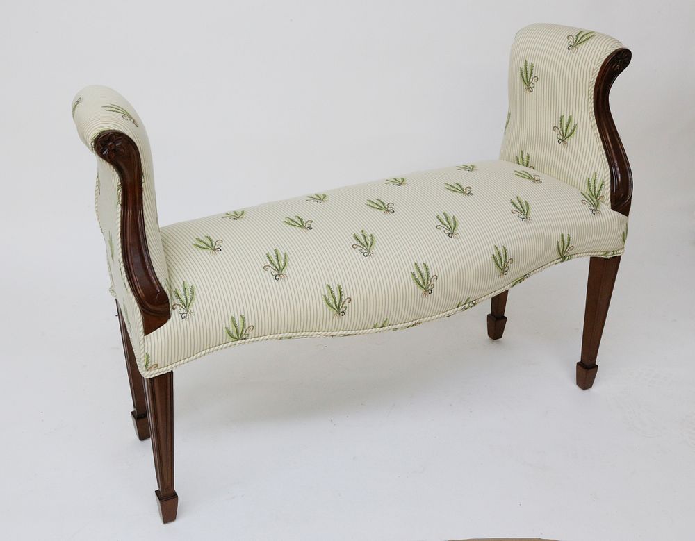 Appraisal: Antique Floral Upholstered Window Bench Antique Floral Upholstered Window Bench