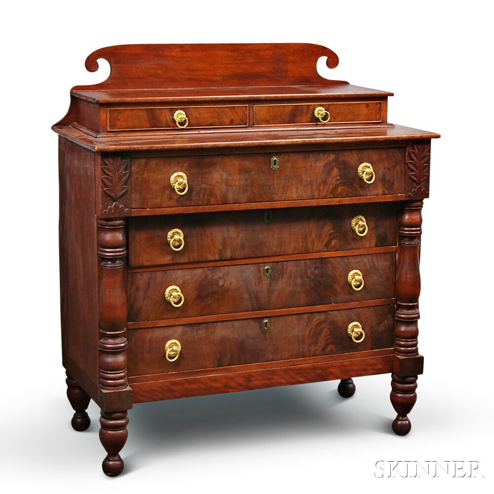 Appraisal: Classical Carved Mahogany Chest of Drawers possibly Vermont th century