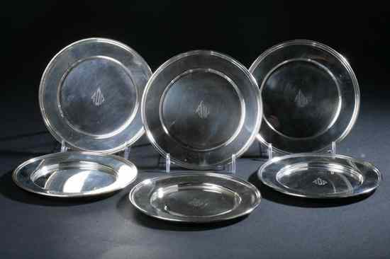 Appraisal: SIX STERLING SILVER BREAD AND BUTTER PLATES M Fred Hirsch