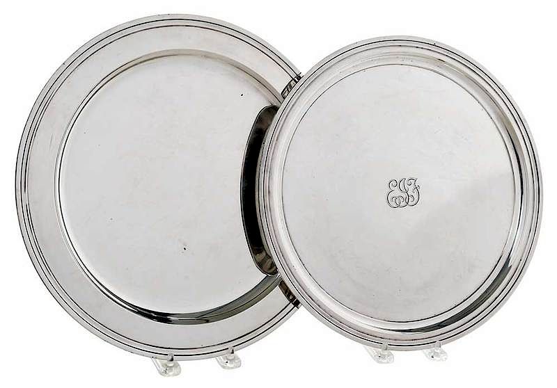 Appraisal: Two Tiffany Sterling Round Trays American - two similar one