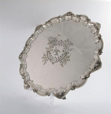 Appraisal: A silver salver of circular form moulded border the centre