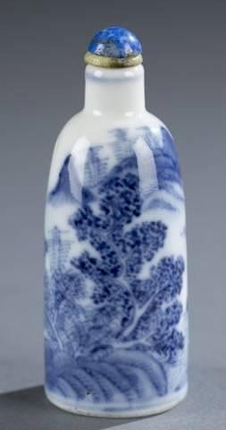 Appraisal: A Chinese blue and white porcelain snuff bottle A Chinese