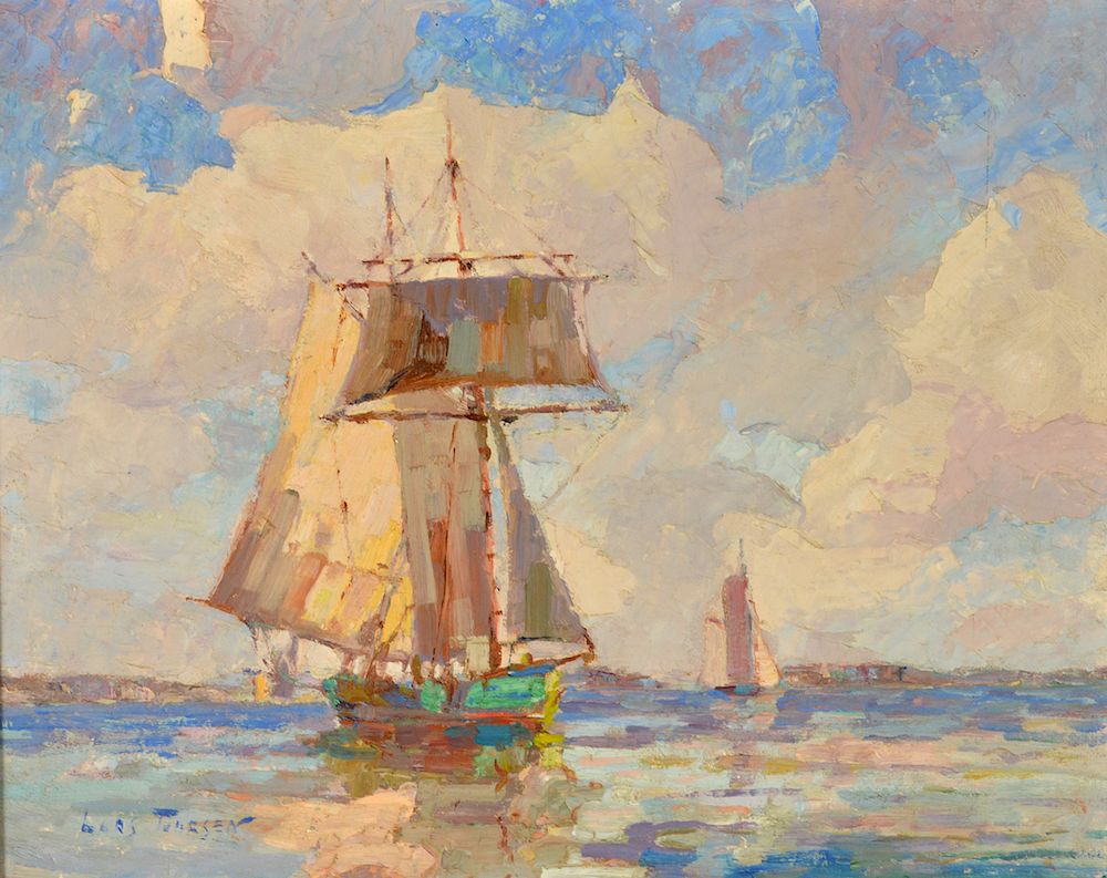 Appraisal: Lars Thorsen 'Top Sail Schooner' Oil Painting Lars Thorsen American