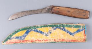 Appraisal: Plains Indian Skinning Knife In Hide Sheath Plains Indian skinning